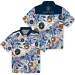 Customized Floral Baseball Navy Blue White Milwaukee Brewers Hawaiian Shirt