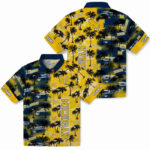 Customized Palm Silhouettes Blue Michigan Wolverines Hawaiian Shirt