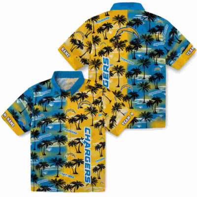 Customized Palm Silhouettes Blue Los Angeles Chargers Hawaiian Shirt
