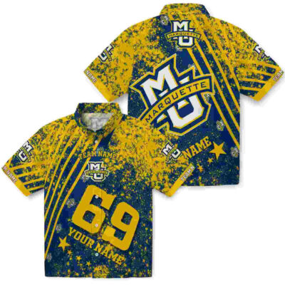 Customized Star Stripes Blue Marquette Golden Eagles Hawaiian Shirt