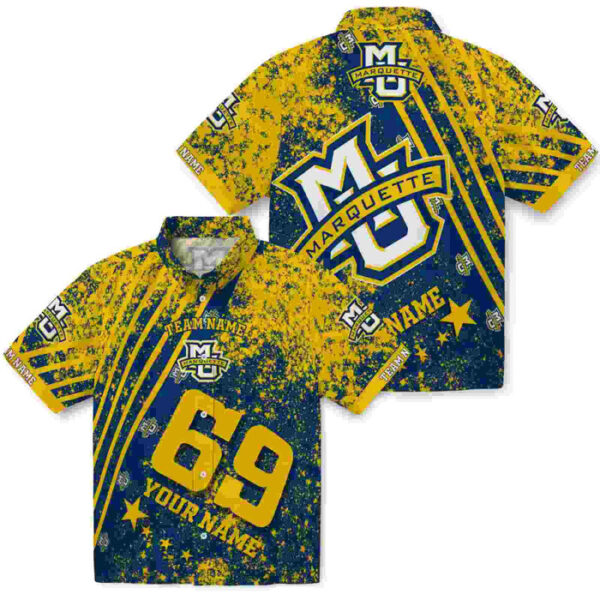 Customized Star Stripes Blue Marquette Golden Eagles Hawaiian Shirt
