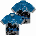 Customized Sunset Pattern Blue Black Detroit Lions Hawaiian Shirt