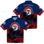 Customized Sunset Pattern Blue Black Texas Rangers Hawaiian Shirt