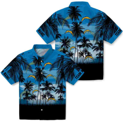 Customized Sunset Scene Blue Black Los Angeles Chargers Hawaiian Shirt
