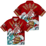 Customized Surfing Skeleton Red Blue San Francisco 49ers Hawaiian Shirt