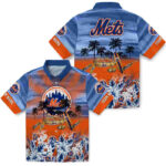 Customized Tropical Canoe Blue New York Mets Hawaiian Shirt