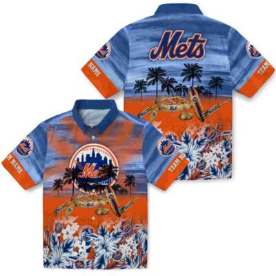 Customized Tropical Canoe Blue New York Mets Hawaiian Shirt