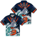 Customized Surfing Skeleton Navy Blue Detroit Tigers Hawaiian Shirt