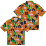 Flamingo Foliage Navy Blue Green Auburn Tigers Hawaiian Shirt
