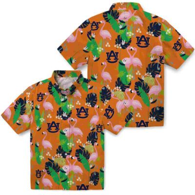 Flamingo Foliage Navy Blue Green Auburn Tigers Hawaiian Shirt