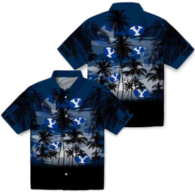 Customized Sunset Scene Blue Black BYU Cougars Hawaiian Shirt