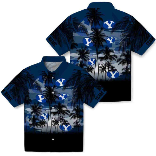 Customized Sunset Scene Blue Black BYU Cougars Hawaiian Shirt