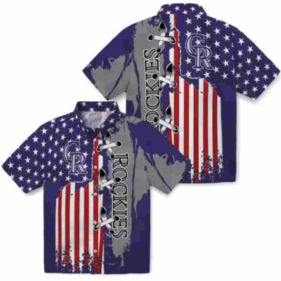 Stitched Flag Blue Colorado Rockies Hawaiian Shirt