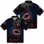 Football Wave Blue Black Chicago Bears Hawaiian Shirt