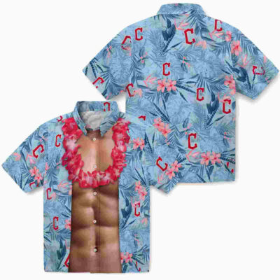 Chest Illusion Navy Blue Cleveland Guardians Hawaiian Shirt