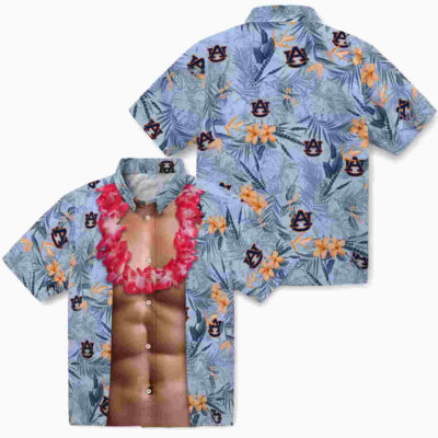 Chest Illusion Navy Blue Auburn Tigers Hawaiian Shirt