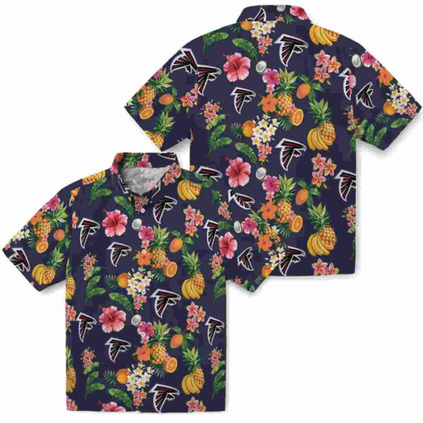 Hibiscus And Fruit Navy Blue Atlanta Falcons Hawaiian Shirt