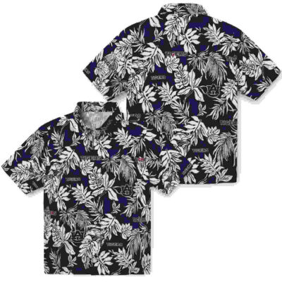 Tropical Leaf Navy Blue White Auburn Tigers Hawaiian Shirt