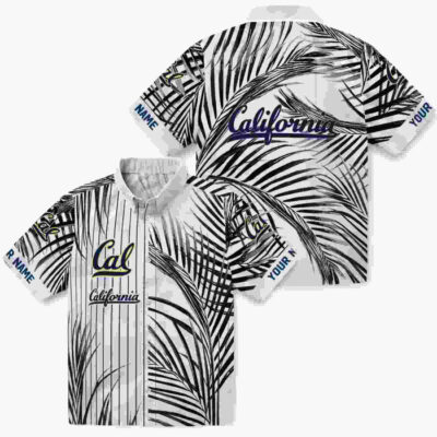 Palm Stripes Blue Black White California Golden Bears Hawaiian Shirt