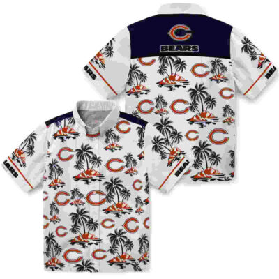 Palm Island Print Blue White Chicago Bears Hawaiian Shirt