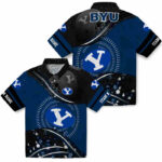 Football Wave Blue Black BYU Cougars Hawaiian Shirt