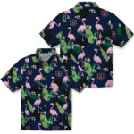 Flamingo Leaf Motif Navy Blue Auburn Tigers Hawaiian Shirt