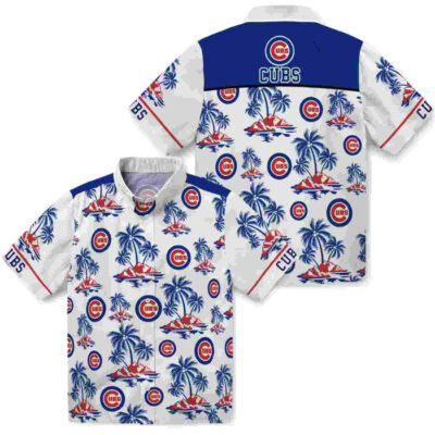 Palm Island Print Blue White Chicago Cubs Hawaiian Shirt