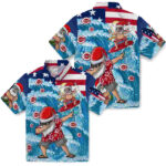 Surfing Santa Blue Cincinnati Reds Hawaiian Shirt