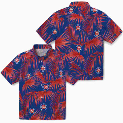 Leafy Palms Blue Chicago Cubs Hawaiian Shirt