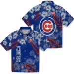 Hibiscus Print Blue Chicago Cubs Hawaiian Shirt