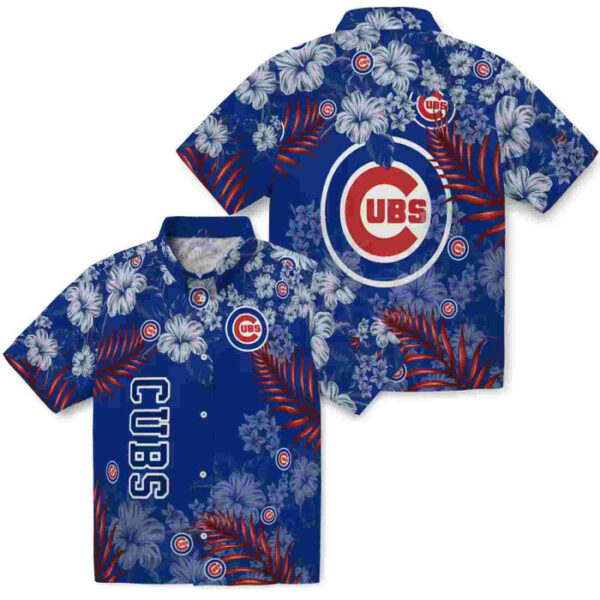 Hibiscus Print Blue Chicago Cubs Hawaiian Shirt