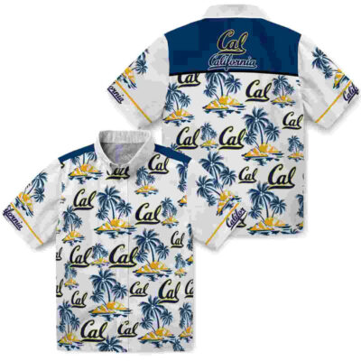 Palm Island Print Blue White California Golden Bears Hawaiian Shirt
