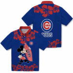 Surfing Mickey Blue Chicago Cubs Hawaiian Shirt