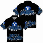 Hibiscus Stripe Blue Black BYU Cougars Hawaiian Shirt