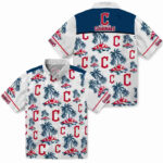 Palm Island Print Navy Blue White Cleveland Guardians Hawaiian Shirt