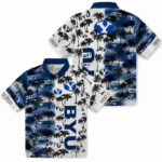 Customized Palm Silhouettes Blue BYU Cougars Hawaiian Shirt