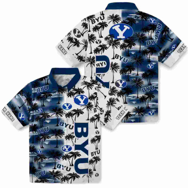 Customized Palm Silhouettes Blue BYU Cougars Hawaiian Shirt