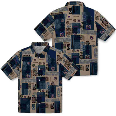 Tribal Symbols Navy Blue Auburn Tigers Hawaiian Shirt