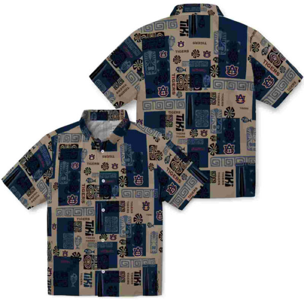 Tribal Symbols Navy Blue Auburn Tigers Hawaiian Shirt