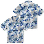 Tropical Leaves Blue White BYU Cougars Hawaiian Shirt