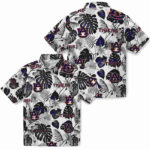 Tropical Plants Navy Blue White Auburn Tigers Hawaiian Shirt