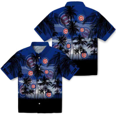 Customized Sunset Scene Blue Black Chicago Cubs Hawaiian Shirt