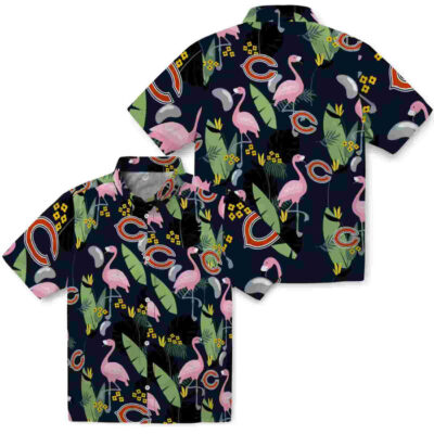 Flamingo Leaves Blue Chicago Bears Hawaiian Shirt