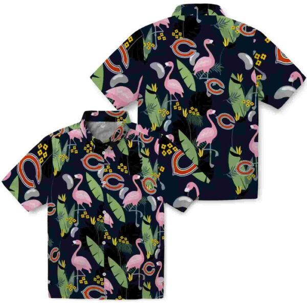 Flamingo Leaves Blue Chicago Bears Hawaiian Shirt