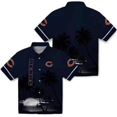 Beach Sunset Blue Black Chicago Bears Hawaiian Shirt