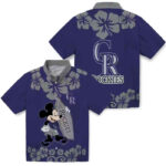 Surfing Mickey Blue Colorado Rockies Hawaiian Shirt