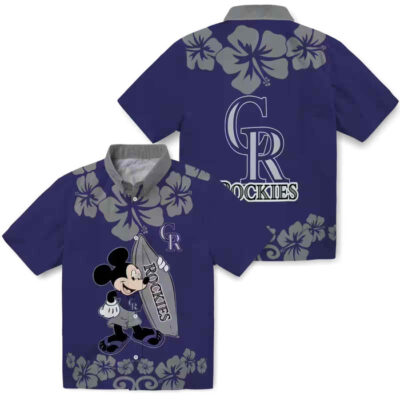 Surfing Mickey Blue Colorado Rockies Hawaiian Shirt