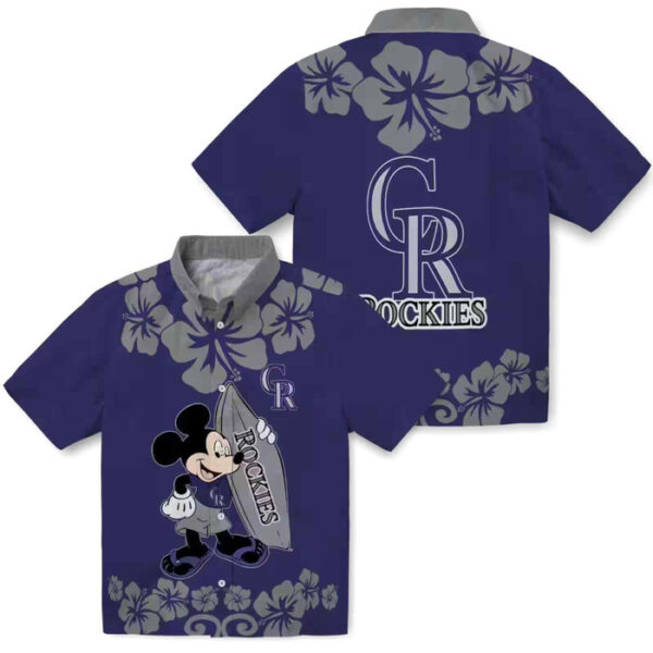 Surfing Mickey Blue Colorado Rockies Hawaiian Shirt