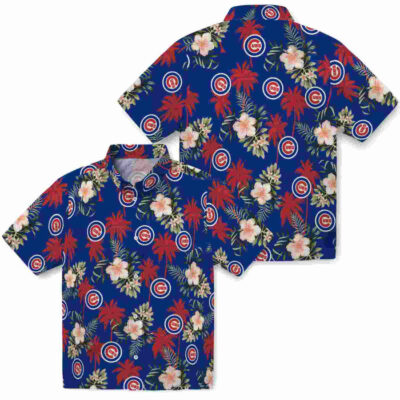 Palm Tree Flower Blue Chicago Cubs Hawaiian Shirt