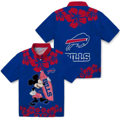 Surfing Mickey Blue Buffalo Bills Hawaiian Shirt